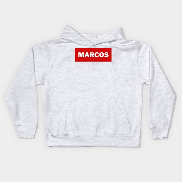 Red Marcos Surname Kids Hoodie by aybe7elf